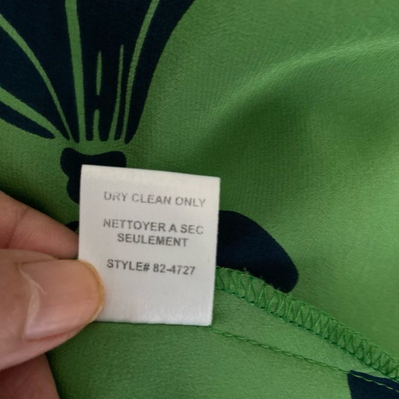 Nanette Lepore Lime and Navy Floral Midi Dress 100%Silk - Picture 16 of 16